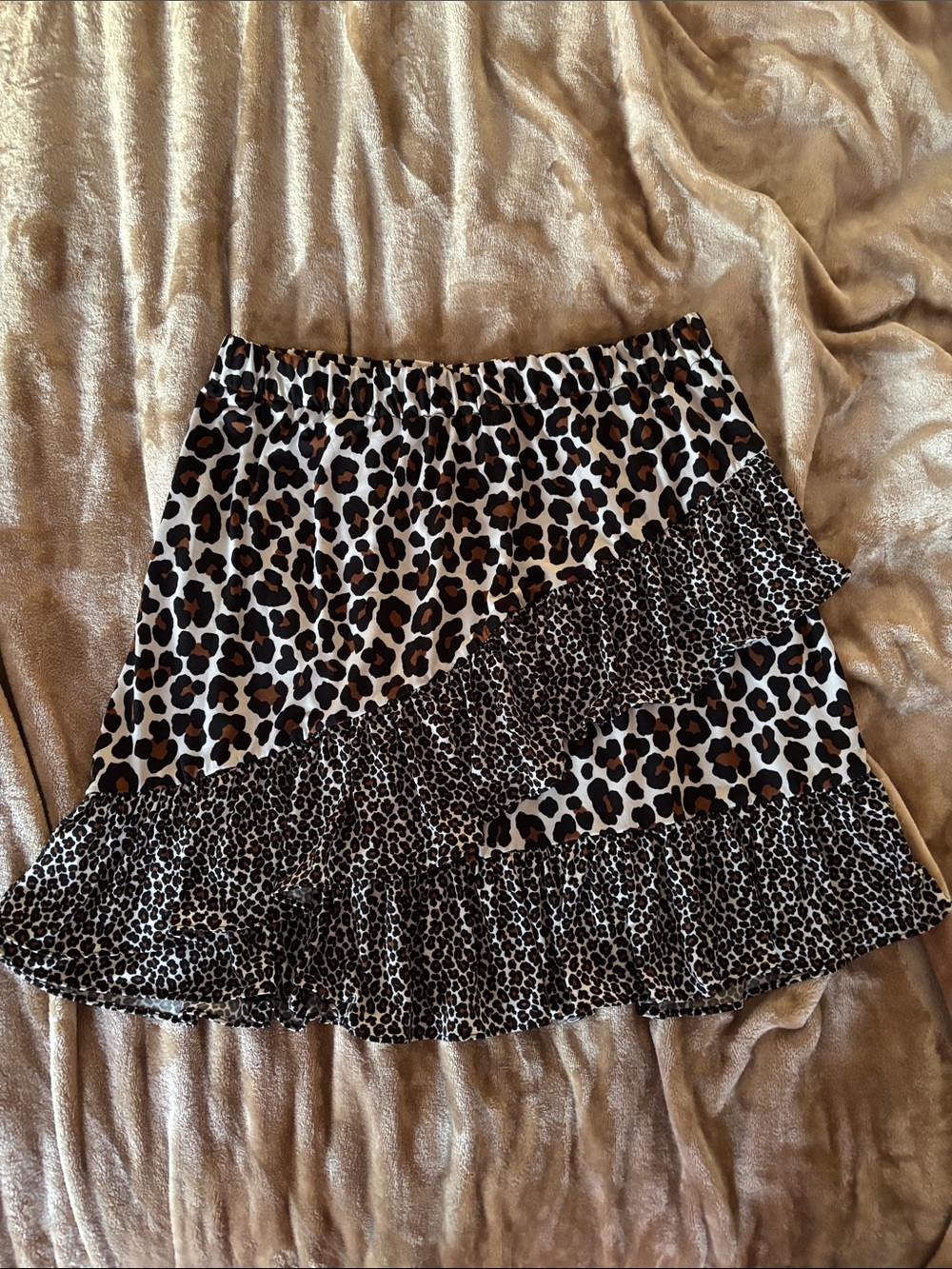 Michael Kors Leopard Ruffle Mini Skirt - Black & Brown